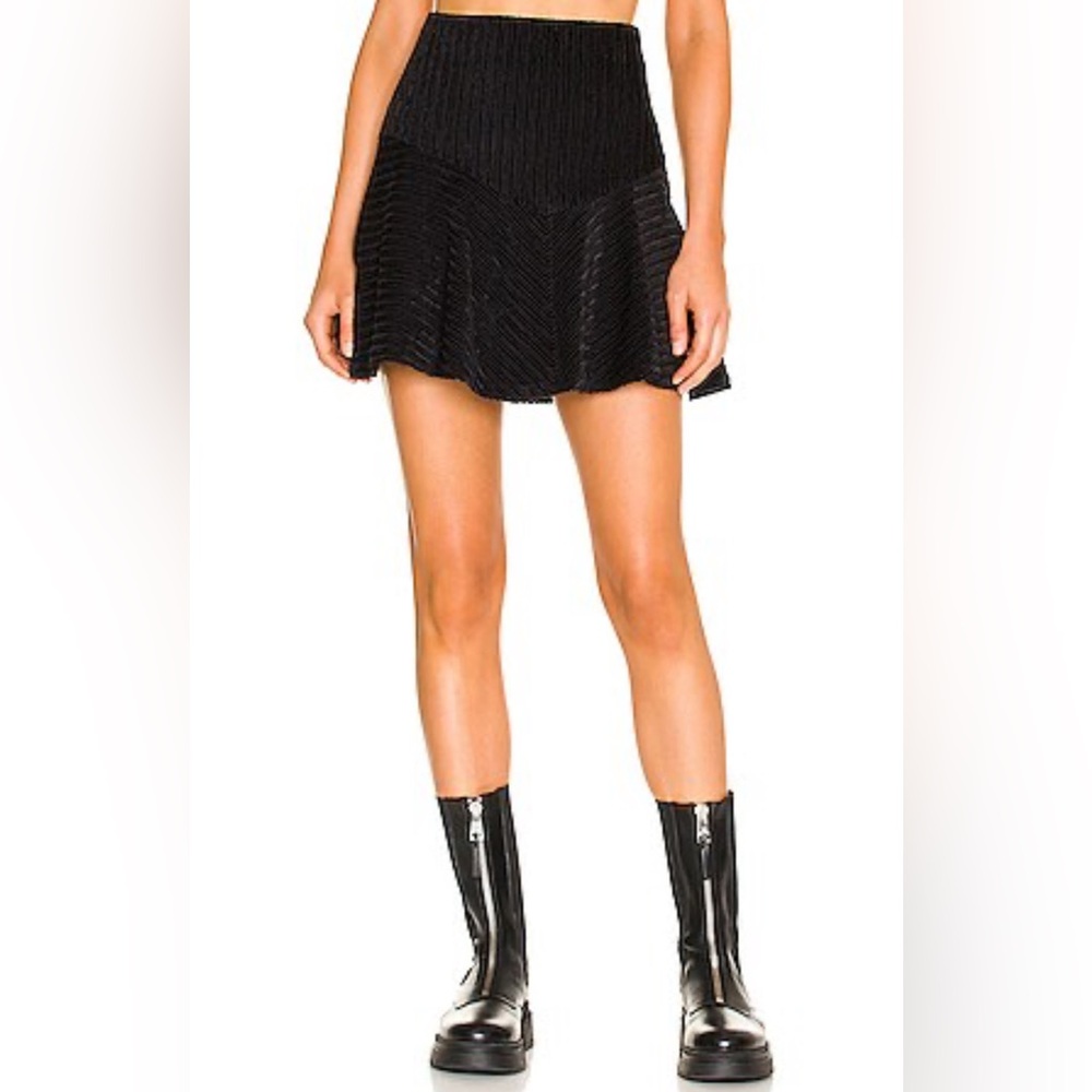 Free People Camden Corduroy Black Mini Skirt Sz S